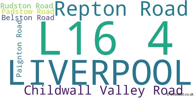 A word cloud for the L16 4 postcode